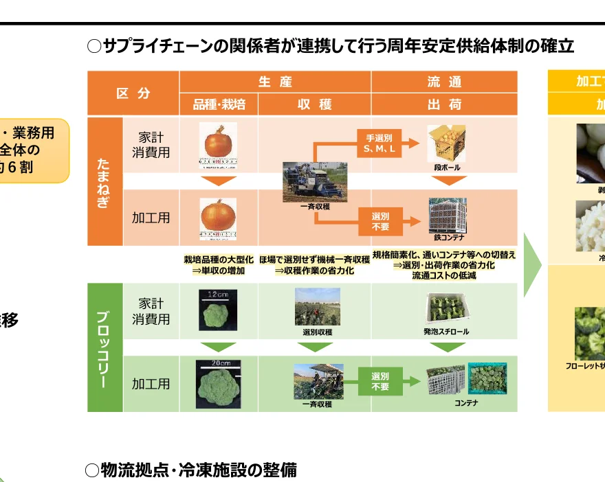 サプライチェーンの関係者が連携して行う周年安定供給体制の確立に関するフロー図
