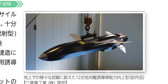 地上での様々な試験に耐えた12式地対艦誘導弾能力向上型（試作品）の写真