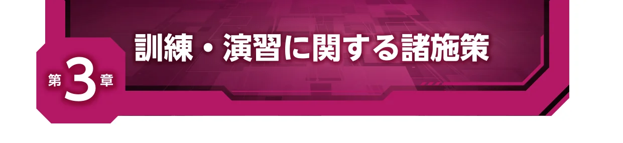 「第3章 訓練・演習に関する諸施策」と書かれたバナー画像