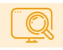 コンピュータ画面と虫眼鏡のアイコン