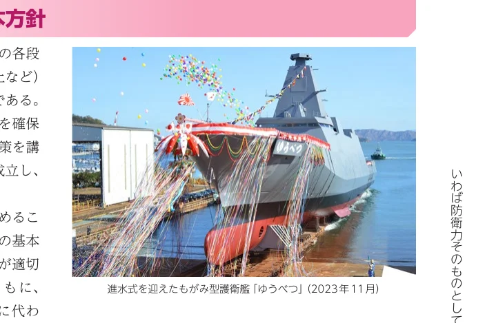 進水式を迎えたもがみ型護衛艦「ゆうべつ」の写真（2023年11月）