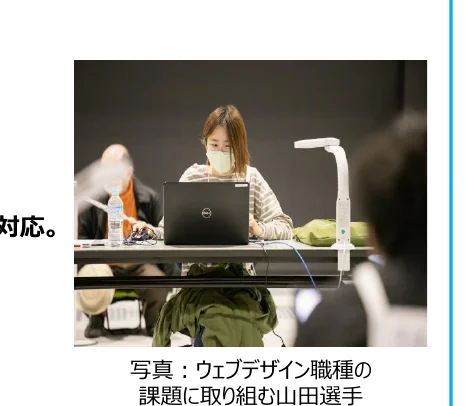 ウェブデザイン職種の課題に取り組む山田選手