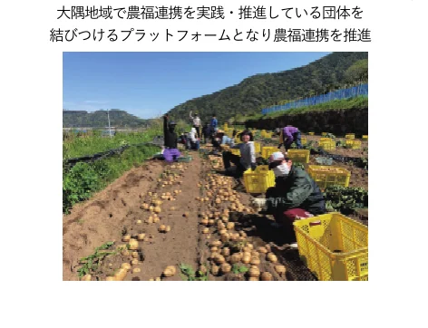 大隅地域での農福連携の取り組みを紹介する、畑での農作業風景の写真
