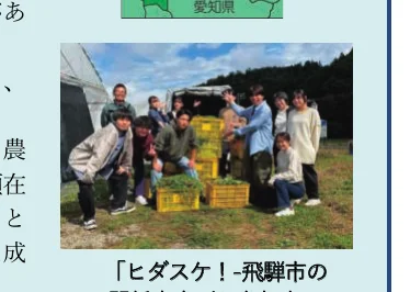 収穫した野菜を囲んで記念撮影する人々