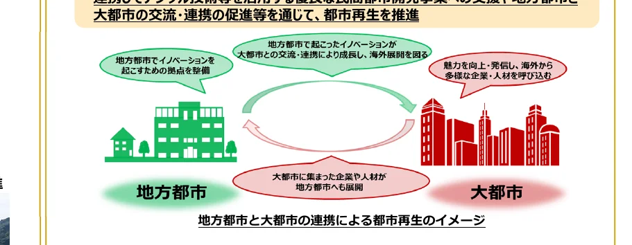 地方都市と大都市の連携による都市再生のイメージ図