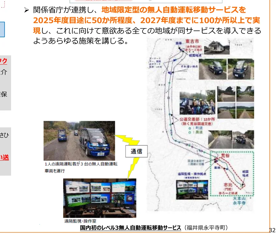 福井県永平寺町における地域限定型自動運転サービスの実証実験エリアを示す地図