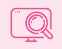 コンピューター画面と虫眼鏡のアイコン