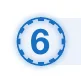 数字の6が入った青い円形のアイコン