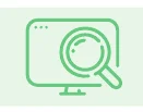 コンピュータ画面と虫眼鏡のアイコン