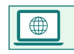 ラップトップコンピューターのアイコンで、画面に地球儀が表示されています。