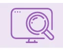 コンピューター画面と虫眼鏡のアイコン