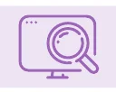 コンピューター画面と虫眼鏡のアイコン