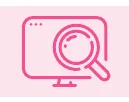コンピューター画面と虫眼鏡のアイコン