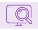 コンピューター画面と虫眼鏡のアイコン
