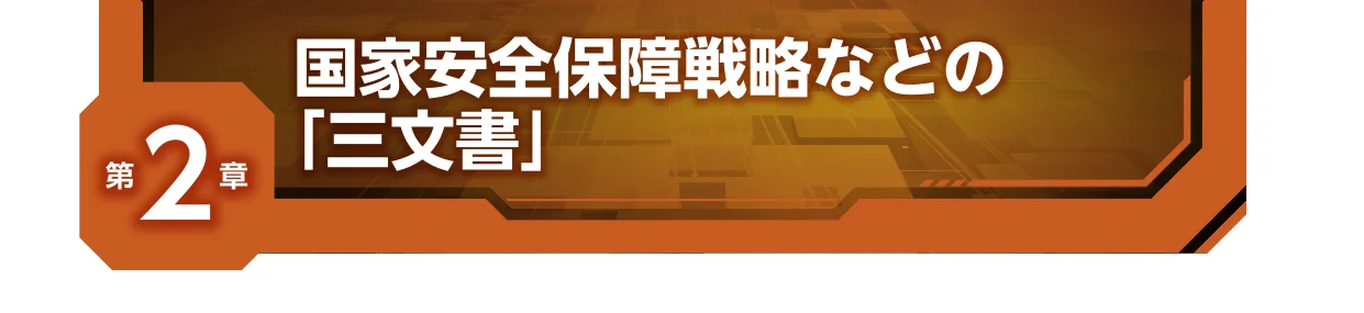 「第2章 国家安全保障戦略などの「三文書」」と書かれたバナー画像