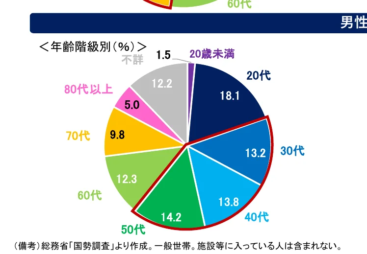 年齢階級別の割合を示す円グラフ