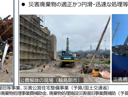 災害廃棄物の処理現場の写真