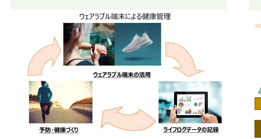 ウェアラブル端末による健康管理のフロー図