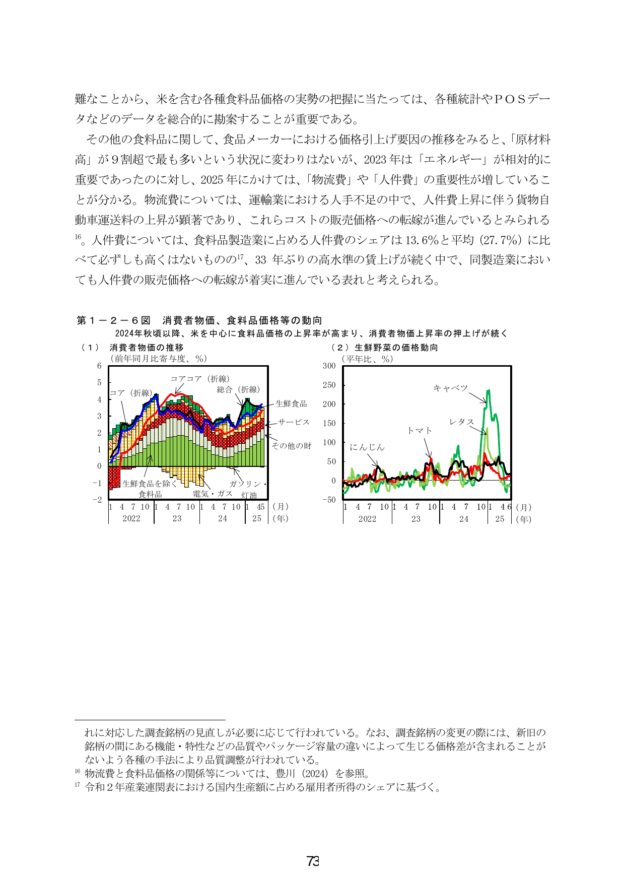 第1-2-6図 消費者物価、食料品価格等の動向