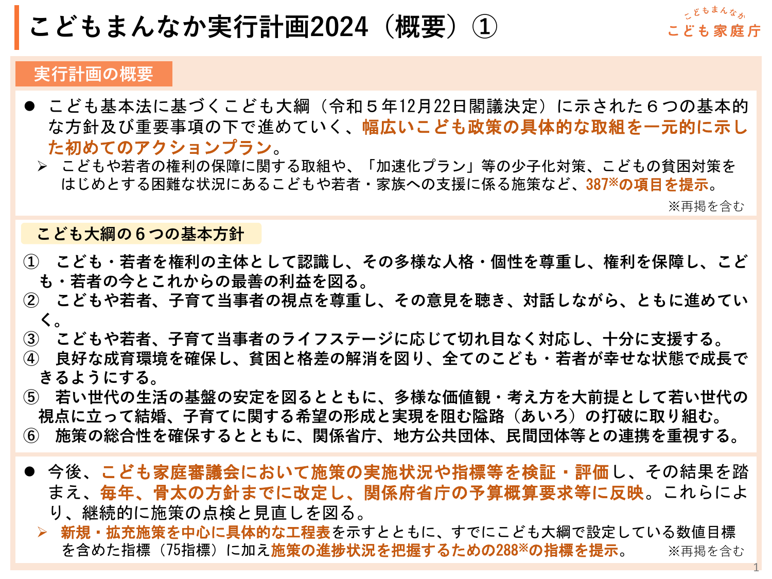 こどもまんなか実行計画2024（概要）