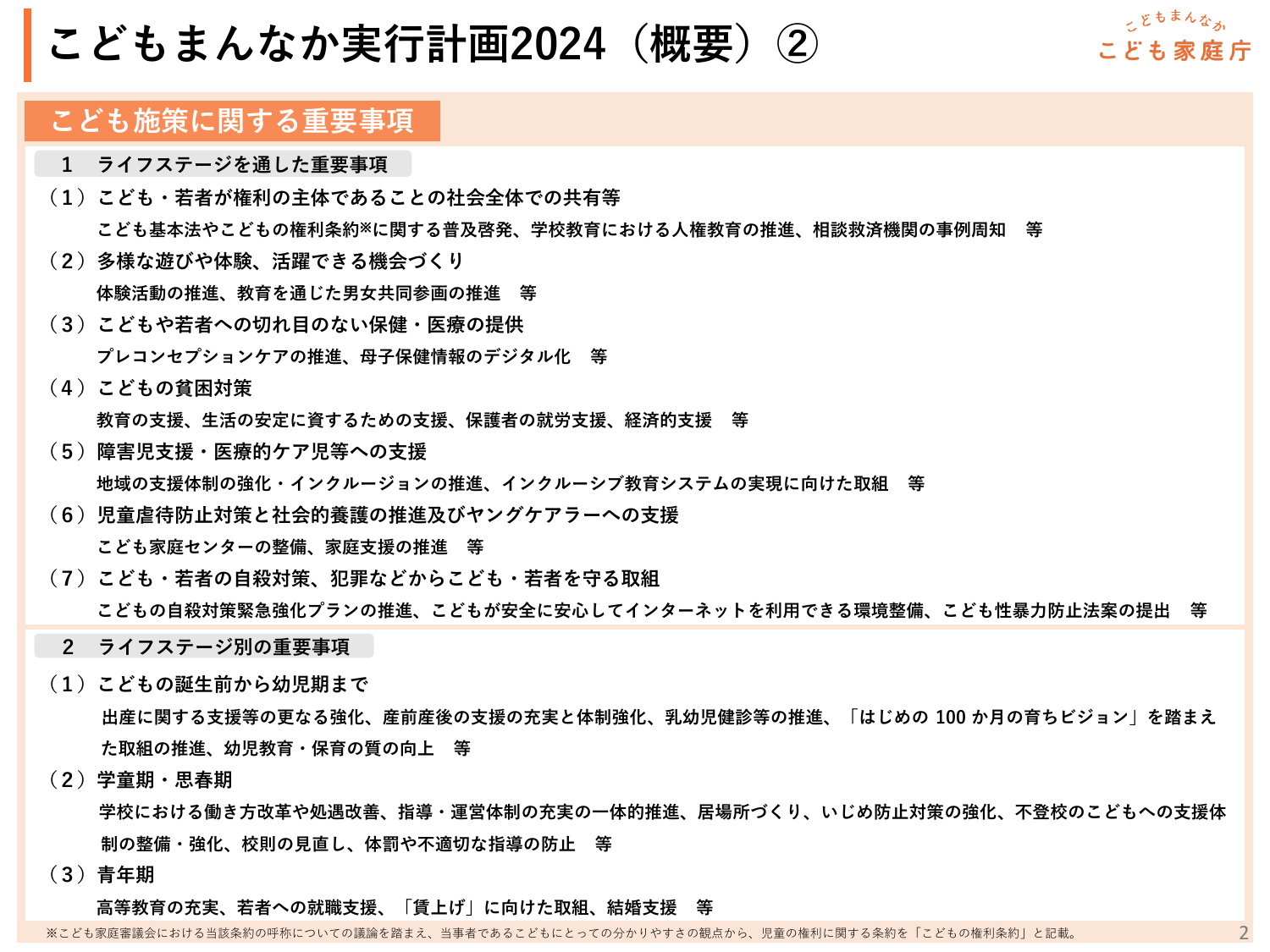 こどもまんなか実行計画2024（概要）