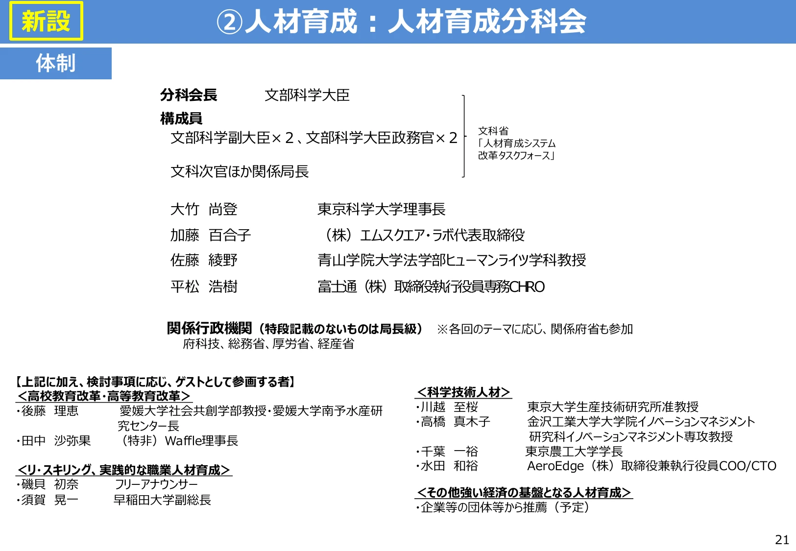 ②人材育成：人材育成分科会