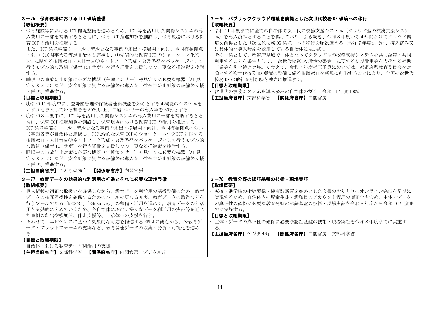 保育現場のICT環境整備および教育分野のDX・データ利活用