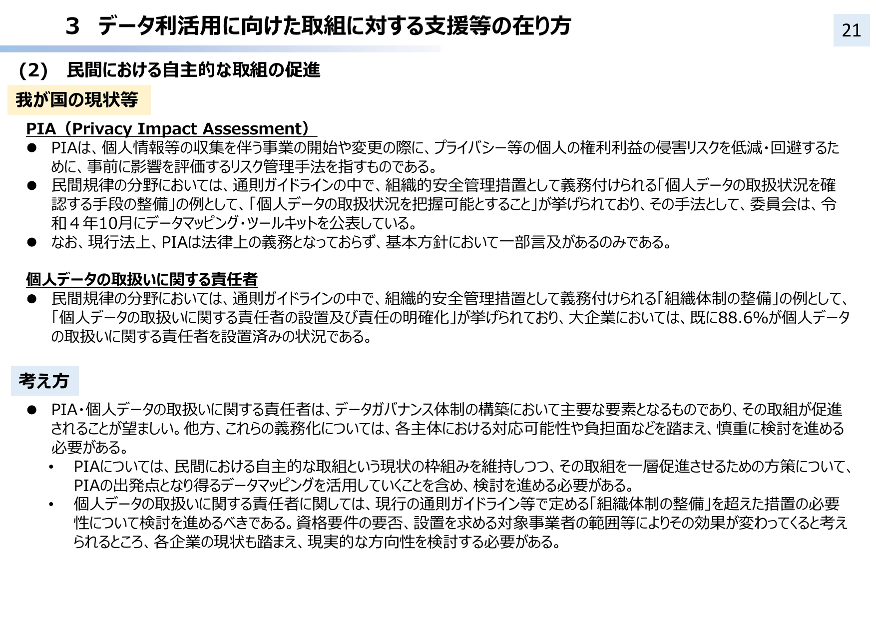 個人情報保護法 3年ごと見直し中間整理（概要）