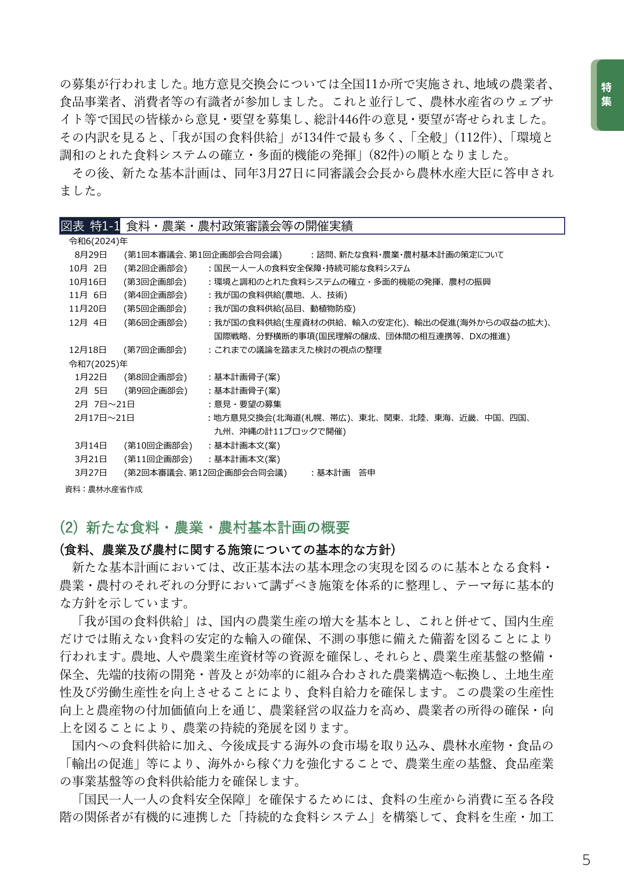 新たな食料・農業・農村基本計画の概要