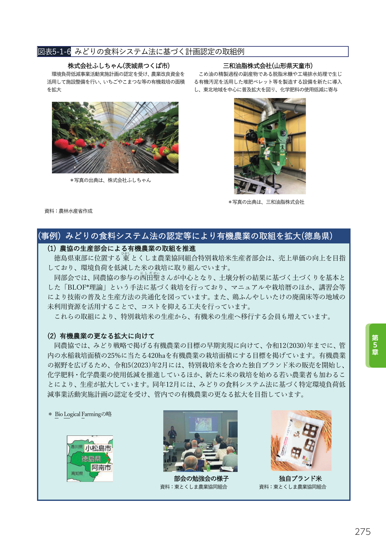 みどりの食料システム法に基づく計画認定の取組例