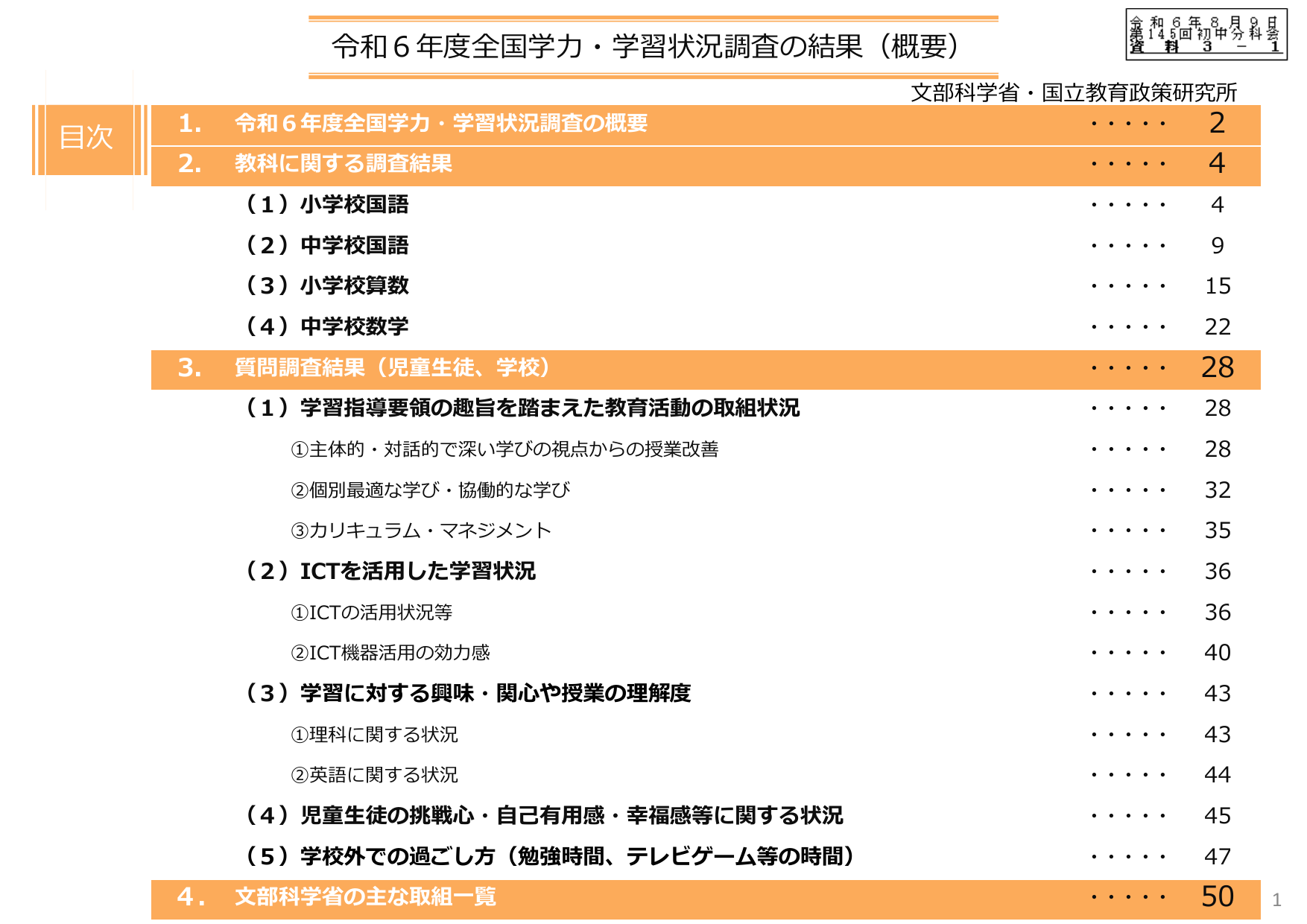 令和6年度 全国学力・学習状況調査 結果概要