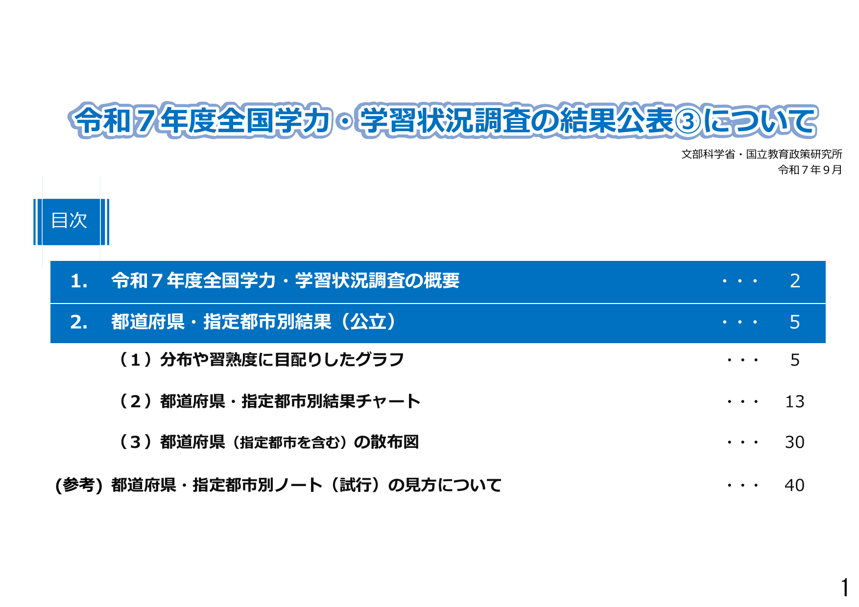 令和7年度 全国学力・学習状況調査 結果概要