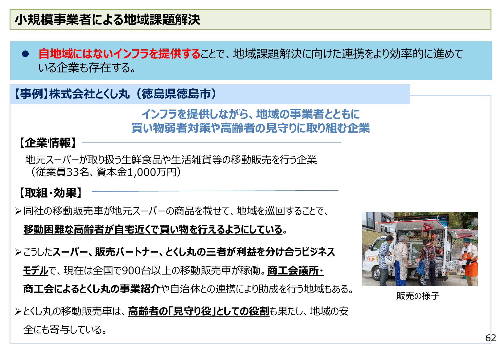 小規模事業者による地域課題解決